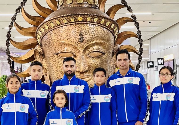 Team photo at a cultural event venue